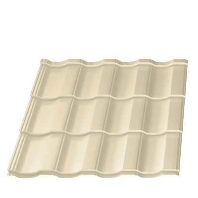 Металлочерепица Геркулес Элит RAL1015 Слоновая кость 0,45мм модуль 3 волны фото Центр Металлокровли