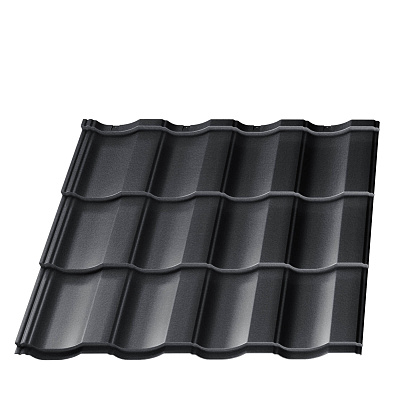 Металлочерепица Геркулес Элит RAL7024 Серый Графит 0.50мм RoofTop Бархат модуль 3 волны фото Центр Металлокровли