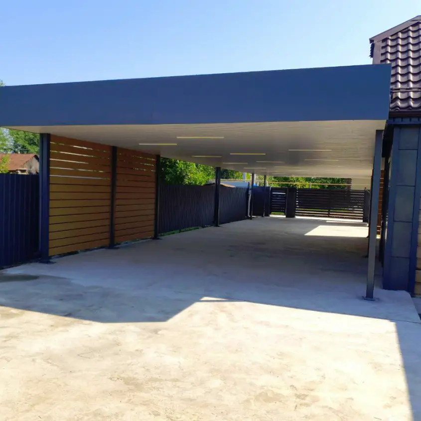 Фото 5 Забор ранчо металлопланкен 7024 МАТТЕ Серый Графит двусторонний матовый с откатными воротами