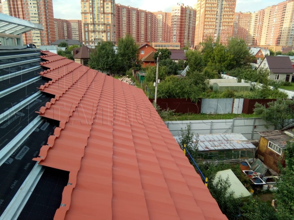 Металлочерепица Геркулес 8004 терракотовый Стальной Бархат от Центра Металокровли в Актобе