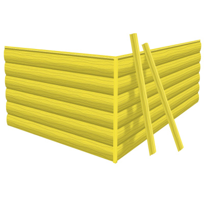 Фото сайдинга металлического (металлосайдинга) царьсайдинга Бревно Рубленое 4Д RAL1018 Желтый для фасада дома